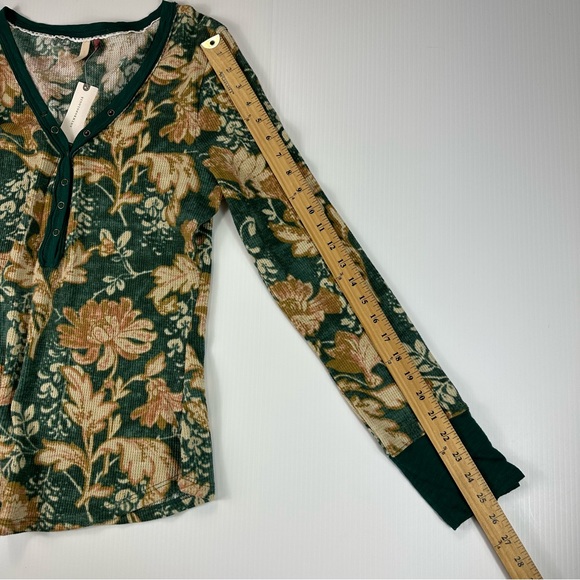 Anthropologie Pilcro Sz L Tee Ling Sleeves Waffle Henley Top NWT - Picture 13 of 17